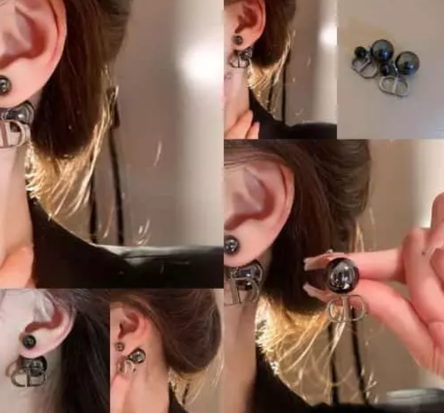 Black Ball Stud  Earring
