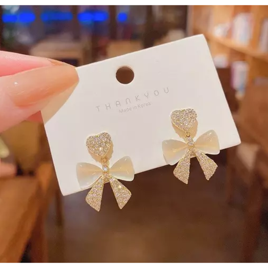 Bow Heart Stud  Earring