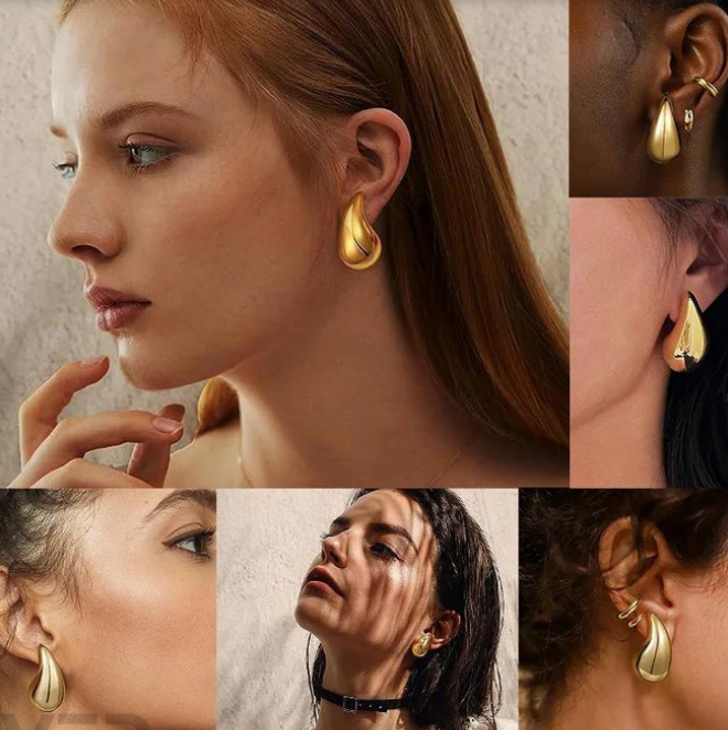 Teardrop Gold Earring