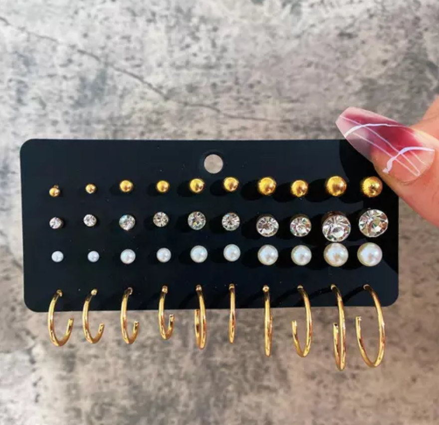 Stud and Small Circle Hoop Earring