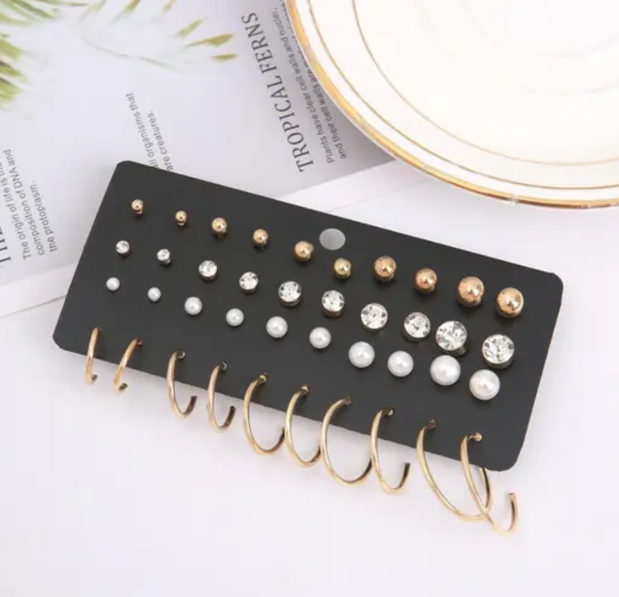 Stud and Small Circle Hoop Earring