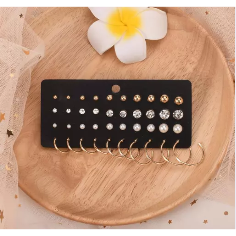 Stud and Small Circle Hoop Earring