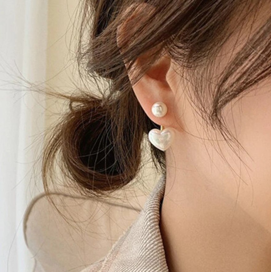 Pearl Hear Stud Earring