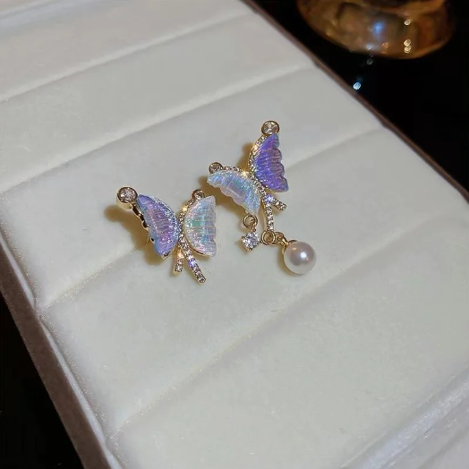 Purple Butterfly Stud  Earring