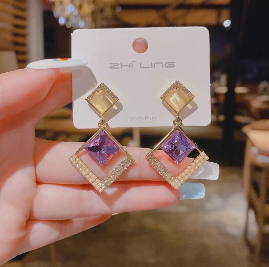 Purple Drop Earring