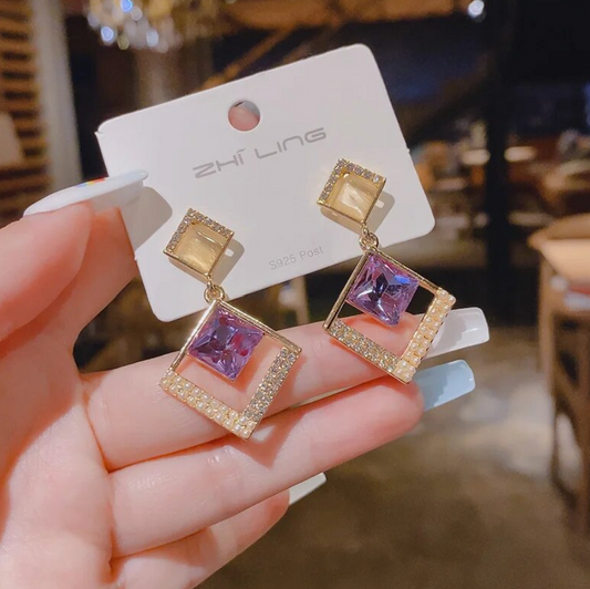 Purple Drop Earring