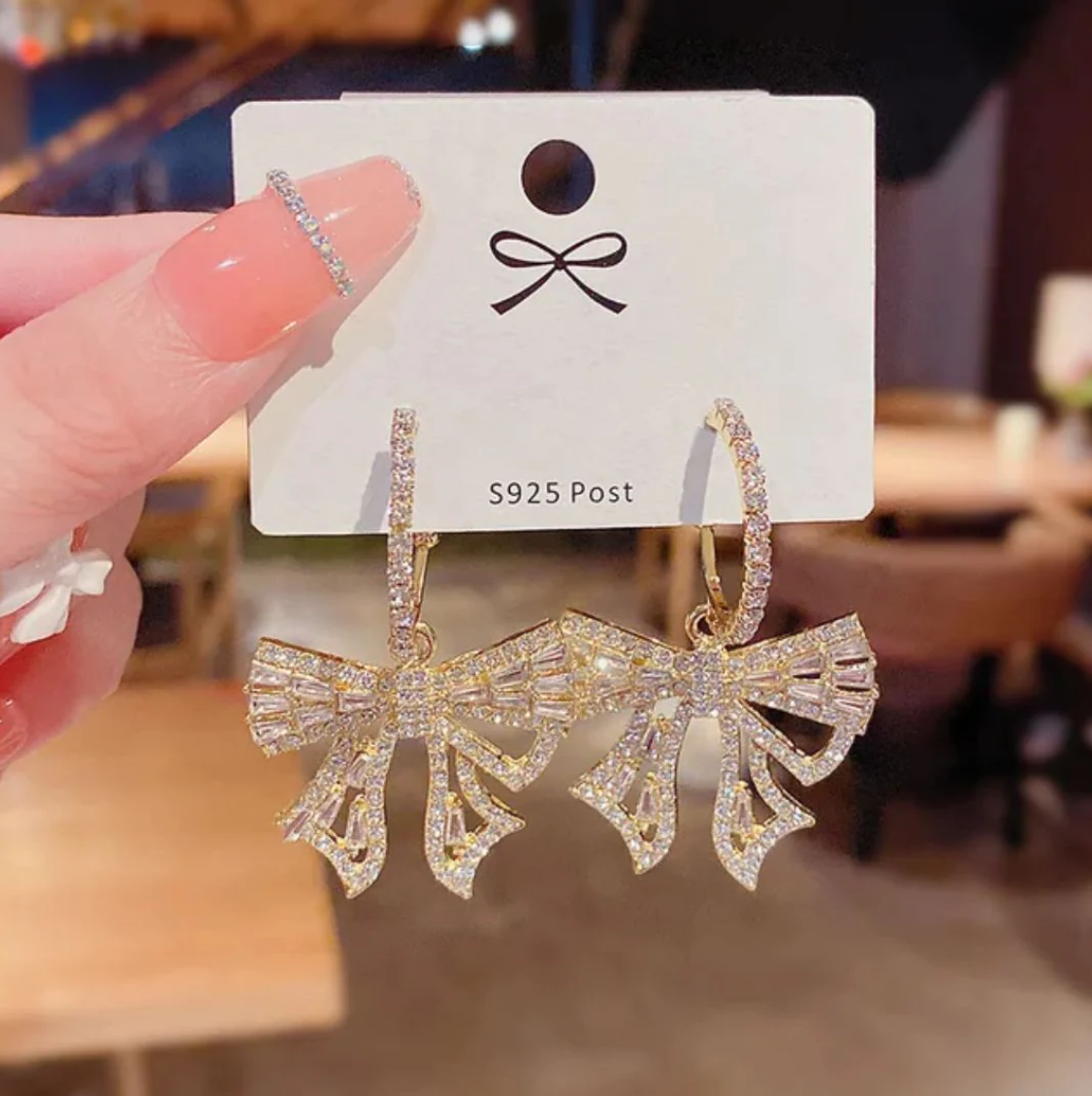 Bowknot Stone Drop Earring