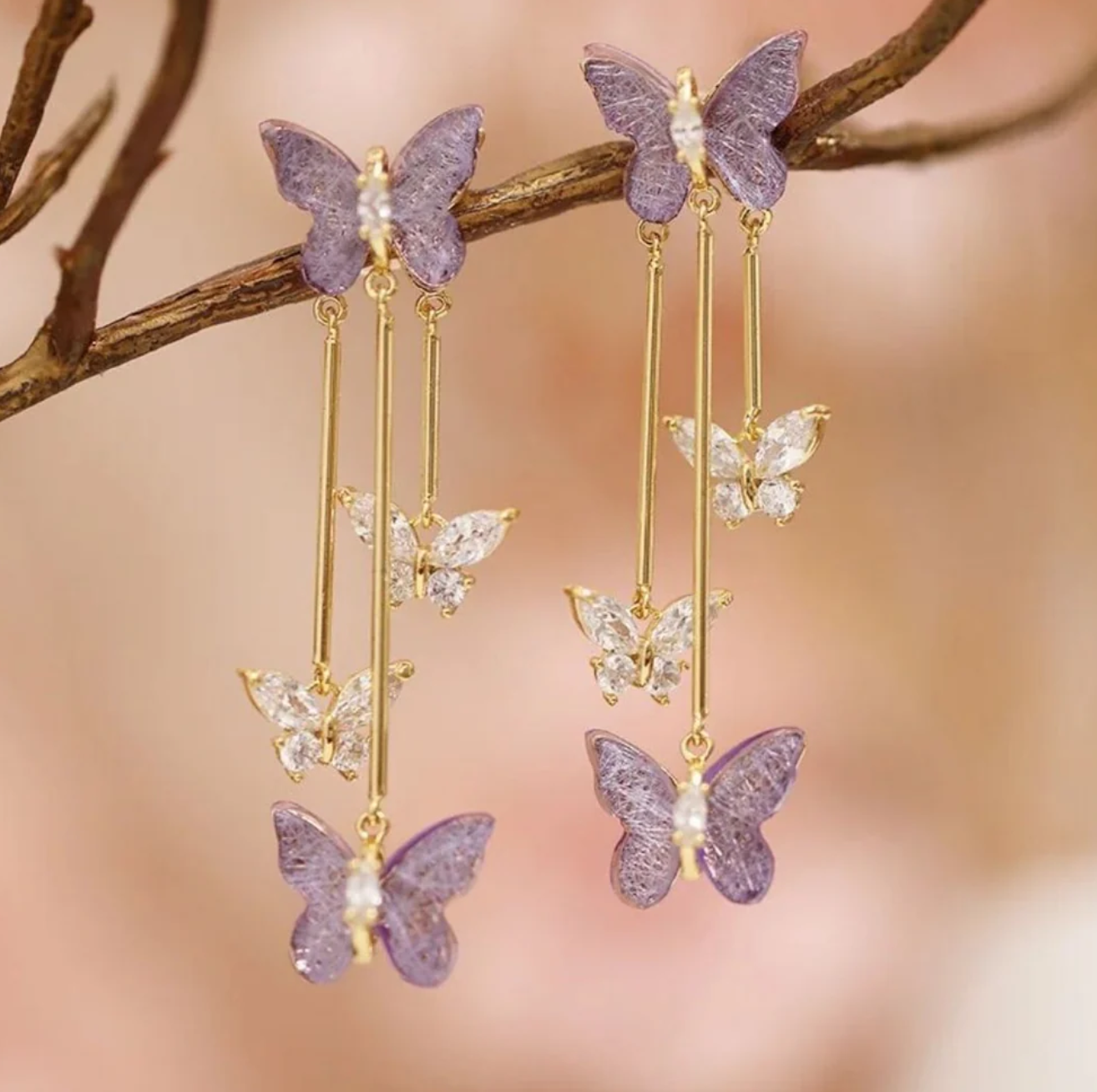 Long Butterfly Tassel  Earring