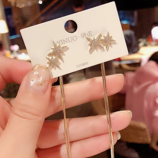 Eight Pointed Star Tassel Earring